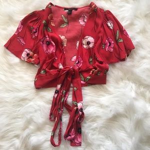 Floral surplice crop top